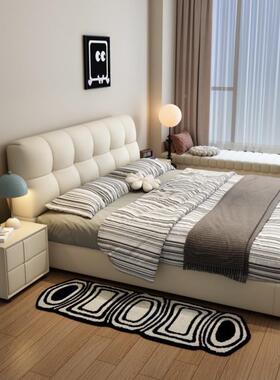 古意皮轻奢艺式双人床黑色泡芙主卧大床榻榻米FVO网红床复双人储