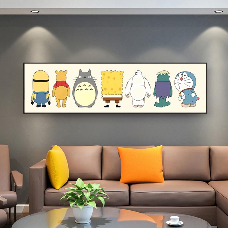 儿童房装饰画卡通男孩和女孩温暖卧室床头画斯堪的纳维亚现代简单图片