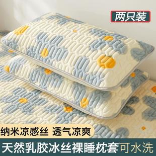 夏季 夏天家用儿童 乳胶冰丝枕套一对装 枕头套单人枕芯内胆套网红款