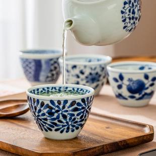 青花主人杯水杯子杯家用茶具杯 日本进口蓝凛堂陶瓷茶杯釉下彩日式