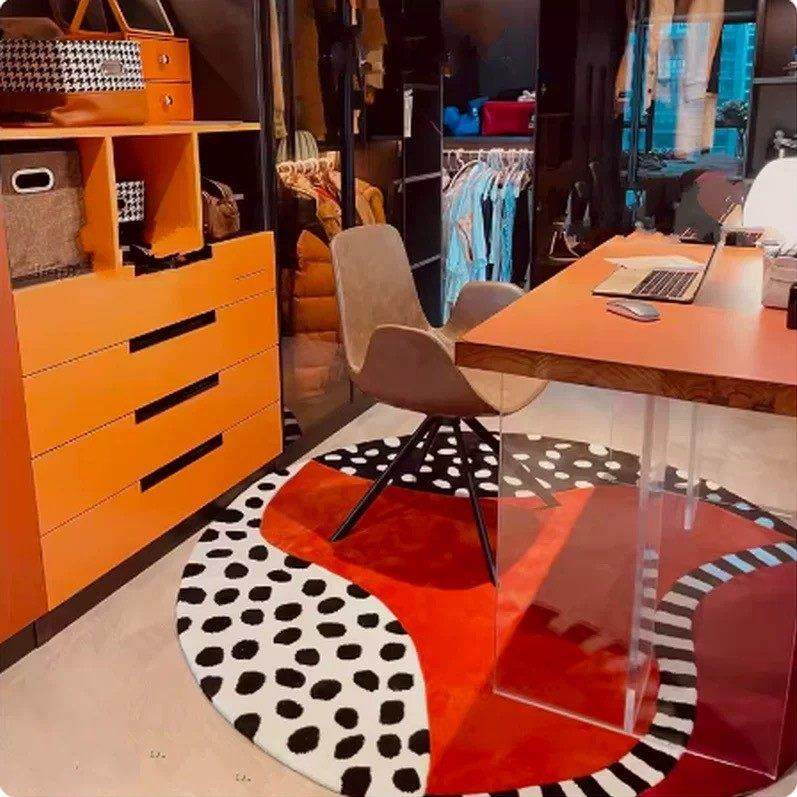 2025新款中古红色圆形地毯高级感防水沙发茶几毯书房衣帽间地毯垫,居家布艺,地毯,淘宝优惠券,粉丝福利购,淘宝优惠卷