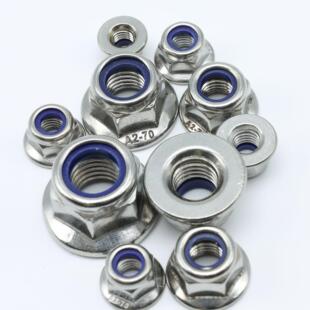 镀锌铁/304不锈钢六角法兰面锁紧螺母Gb6183 Gb6187