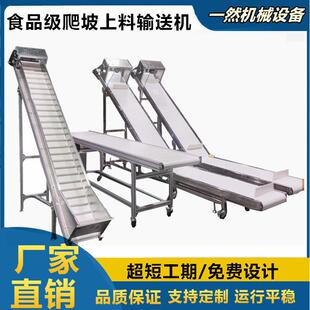 食品级PU不锈钢裙边上料爬坡输送机输送带茶叶颗粒状链板提升机