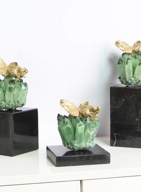 天然水晶金鱼锦鲤鱼摆件客厅玄关电视柜酒柜别墅高级感装饰品摆件