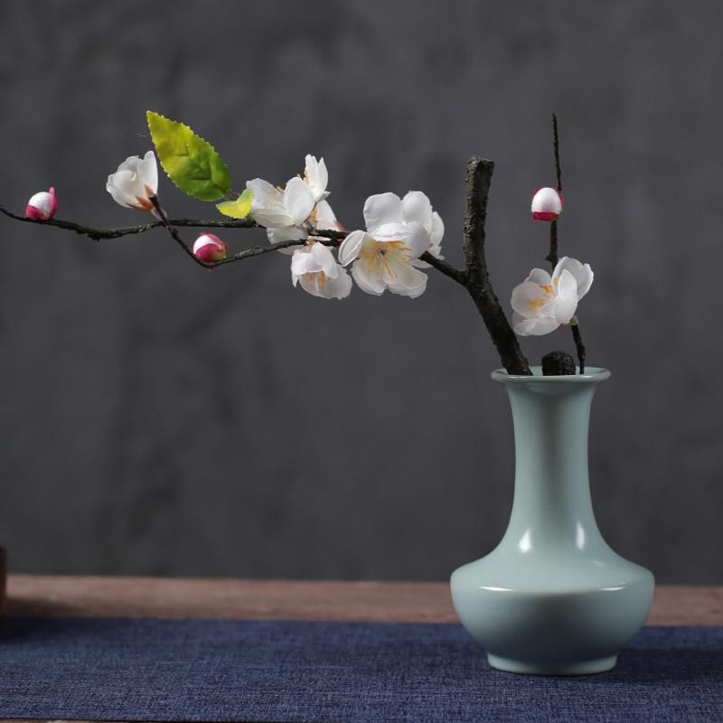 宇轩 汝窑花插陶瓷覆古禅意小花瓶创意水培家居办公装饰品摆件
