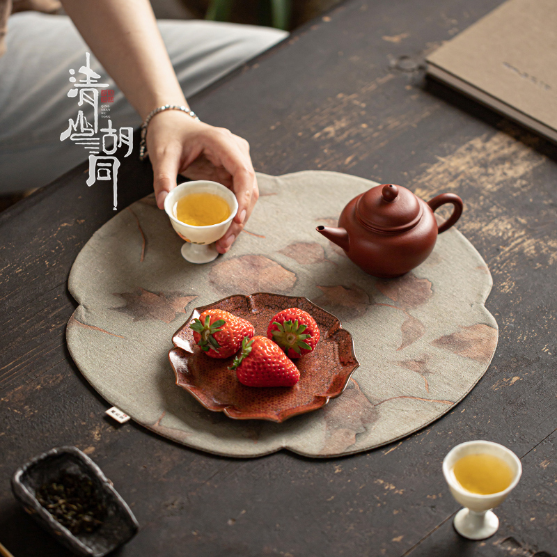 清山胡同复古中式干泡茶席家用桌旗禅意茶桌隔热垫茶桌布茶道配件