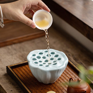 清山胡同陶瓷壶承建水茶水桶小型蓄水干泡台创意中式 复古花器摆件