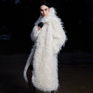 高级氛围感老钱风白色保暖长款 RIP 原创正版 TIE 环保皮草 THE