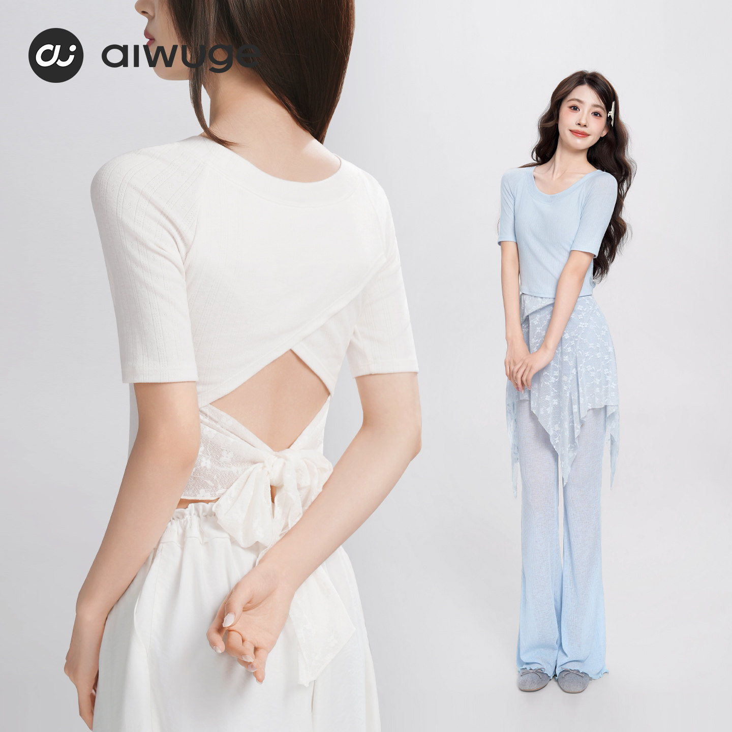 芭蕾舞短袖练功上衣后背绑带图片