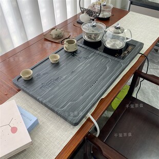 新品纯天然皇庭j玉石茶盘烧水壶一体整套石茶盘忆江南款石茶盘天