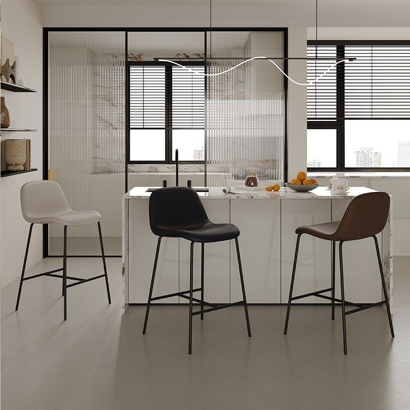 现代简约吧椅意i式极简高脚椅家用真皮岛台椅设计师酒吧吧台椅凳,住宅家具,家用高脚椅,淘宝优惠券,粉丝福利购,淘宝优惠卷