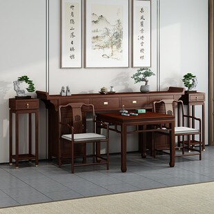 新中式实木中堂h六件套香火桌家用供桌条案农村案台条桌八仙桌神