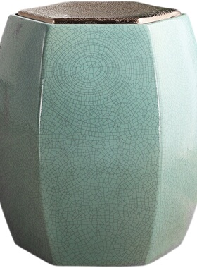 陶瓷六角鼓凳浅绿色凳子r家居几凳绣墩换鞋凳琴凳酒店摆件软装设