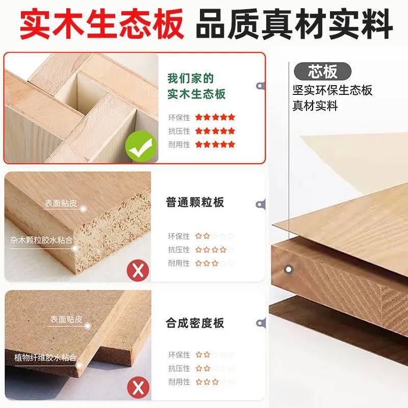 Fls实木衣柜家用卧室简约现代儿童推拉门衣橱小户型出租屋大衣柜