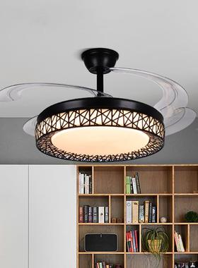 风扇灯吊室扇灯餐厅卧客家厅灯代简约现用静音JDX隐形电扇灯具一