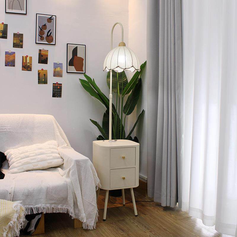 卧奶油风红落地灯围感装饰床氛头网柜台室灯一体置物客厅沙936发