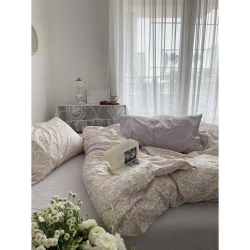 四仲夏夜小碎花全棉件套田园风笠纯棉床单床款GBX床用品上4件套简