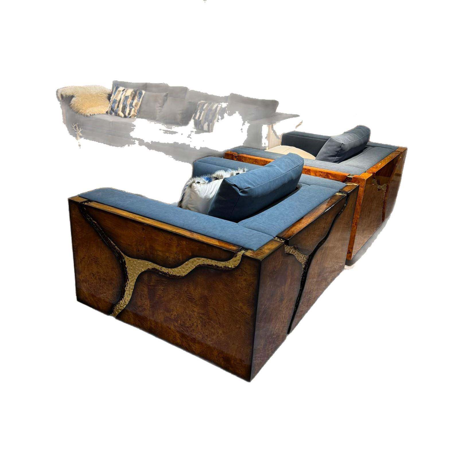 厅高端家具别无品牌/墅大平皮沙发家客豪用宅意艺式轻奢流沙河沙