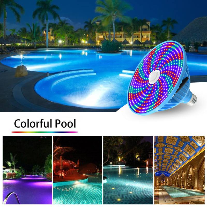 跨境新款PAR38光源E27水下灯光源七彩遥控AC120v泳池灯替换光源