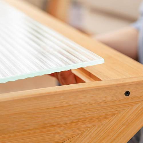 玻璃茶几客日式原木风编茶桌用小户型厅长方形简约茶藤几NGW桌新