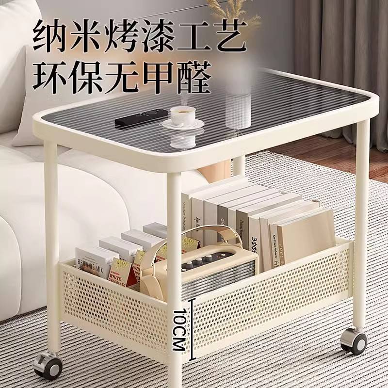 简约现代沙发小户型玻璃茶几客厅奶油茶几小桌子方形家用玻璃移动
