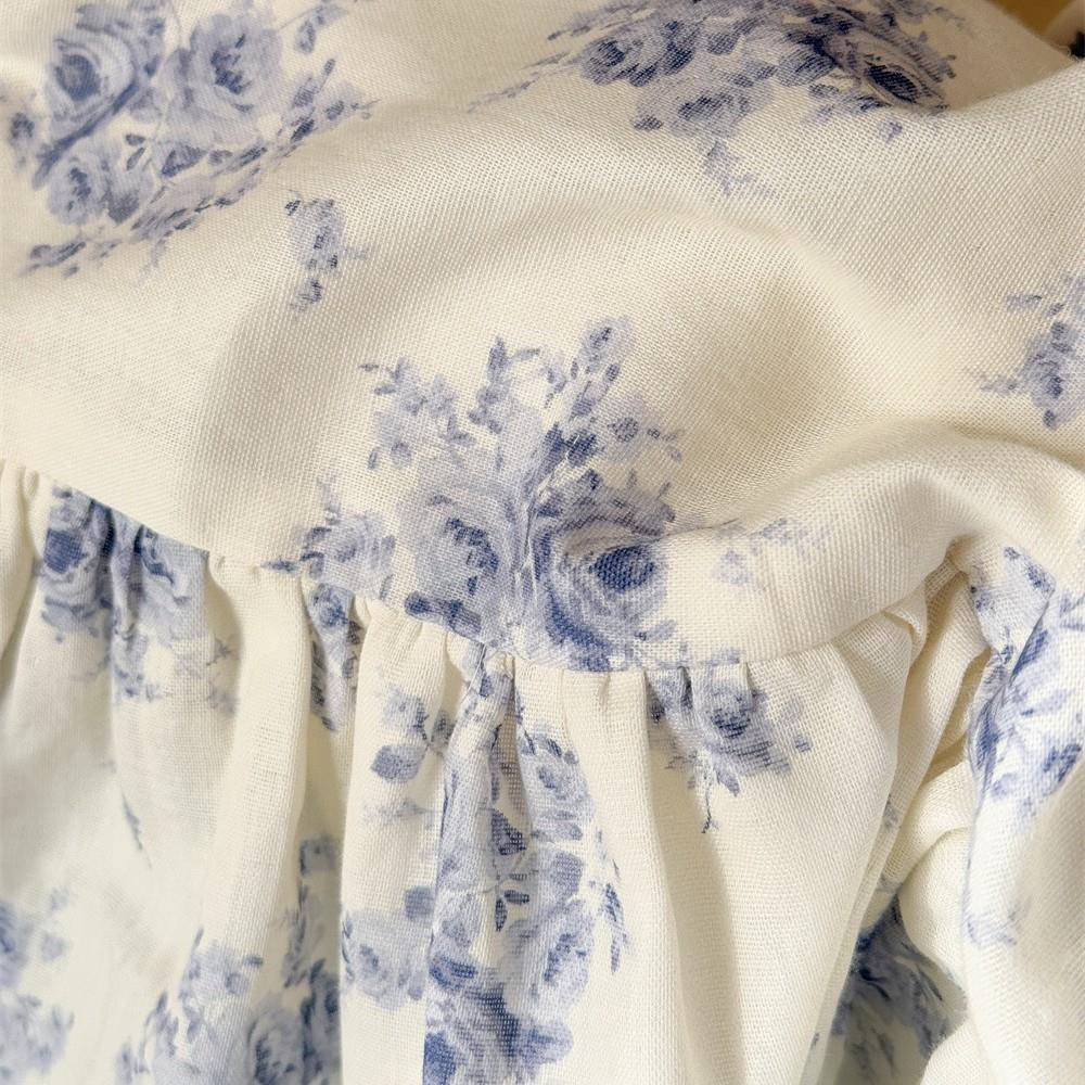 A类层YSL纱全四件套法棉式碎花纯双棉小柔软荷叶边被套床单纱布床