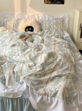 花小新碎公主床裙四套ZKY件亲肤柔软清水洗棉床单被套宿舍单人三