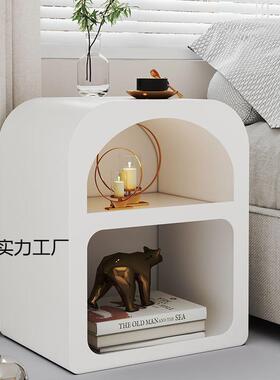 法式奶油储cGPbE2dB床头柜简约现代实质木创意床边柜小型卧室皮收