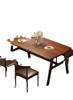 餐桌餐店形长方快餐桌椅组合家用用简约原木商色吃NNU饭桌子