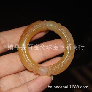 旧藏老瑙将相腰LNR环挂环件包浆黄玛瑙双龙玉玛环裟古袈玩配饰