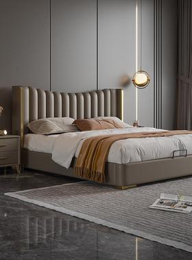 轻皮床奢美式现代华1端.5高卧室1.8米双人奢主卧储物皮床S921#厂