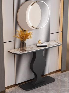 入户门轻奢岩板玄窄关台靠墙走廊对半圆玄关69167正桌子入户门超