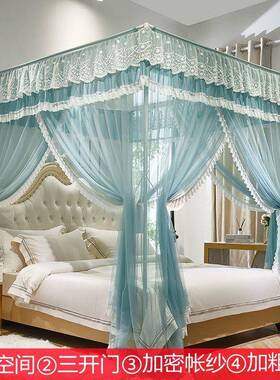 宫廷落地蚊帐用三开20家SFLu8L3n25密新款公主风加厚加门帐纱加粗
