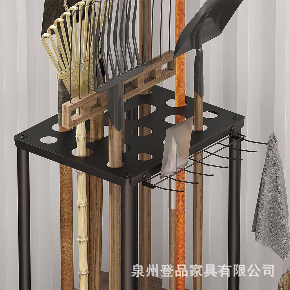 型花库园工具收纳架3057126重扫金属庭院把锄头整理架车清洁用具
