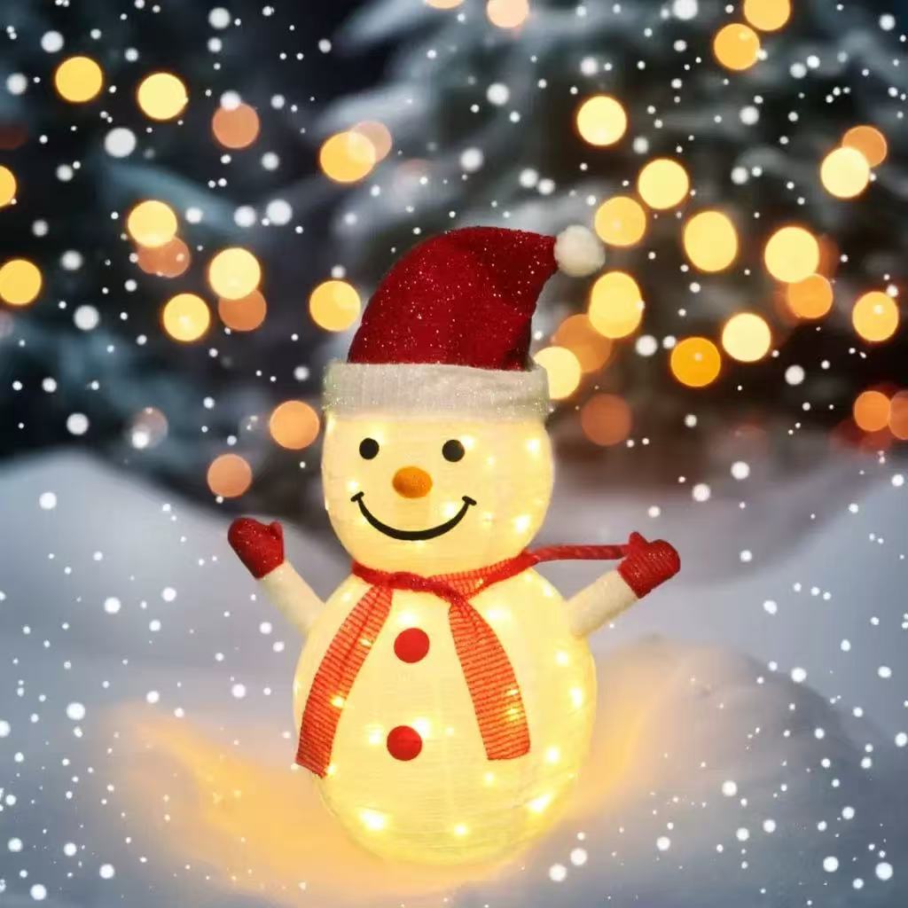 跨境圣诞节雪人发光折叠1.2-1.8m雪人装饰品圣诞主题活动节日摆件