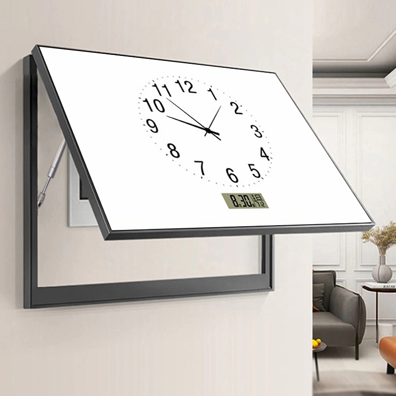 纯色电表箱装饰画带钟表配电箱电闸总开关遮挡画万年历时钟免打孔