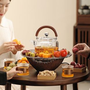 网红电陶炉煮茶器煮茶炉套装 大容量围炉煮茶家用室内烤茶一套中式