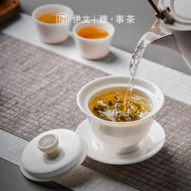 陶瓷 白瓷盖碗 360°度过滤茶碗茶杯碗单个不烫手泡茶具