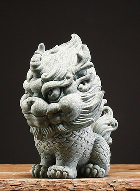 速发青砂石石狮子景号摆中式中国风桌面新件创意鱼缸盆景造小小摆