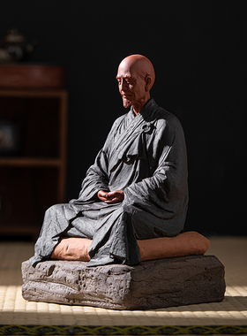 速发紫砂弘一法师摆件禅饰工式人物雕塑中艺品书房茶室桌面装