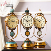 摆钟美式 复古钟表鹿摆件创意台式 台钟 座钟家d用客厅时钟时尚 欧式