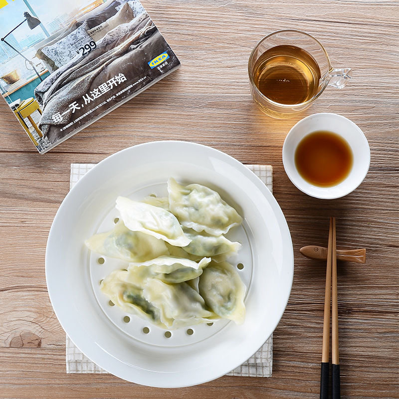 优质纯白无铅骨瓷家用蒸饭盘沥水盘饺盘果盘釉下彩微波炉陶瓷餐具,餐饮具,盘,淘宝优惠券,粉丝福利购,淘宝优惠卷
