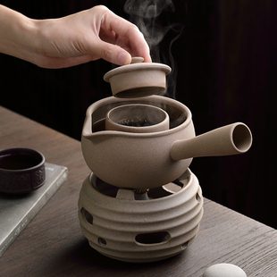 陶瓷煮茶器小青柑煮茶壶侧把壶黑茶煮F酒精茶炉功夫茶具陶壶泡茶