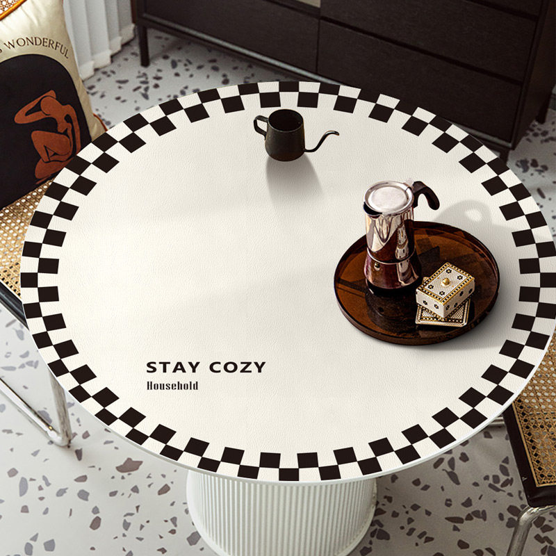简约棋盘格茶几小圆桌桌垫防水防A烫免洗桌布圆形餐桌垫子椭圆台,居家布艺,桌布,淘宝优惠券,粉丝福利购,淘宝优惠卷