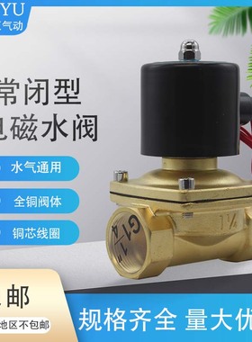 常闭电磁水阀2W025-08气阀tDC24V12V一进一出常开AC220V电磁阀水