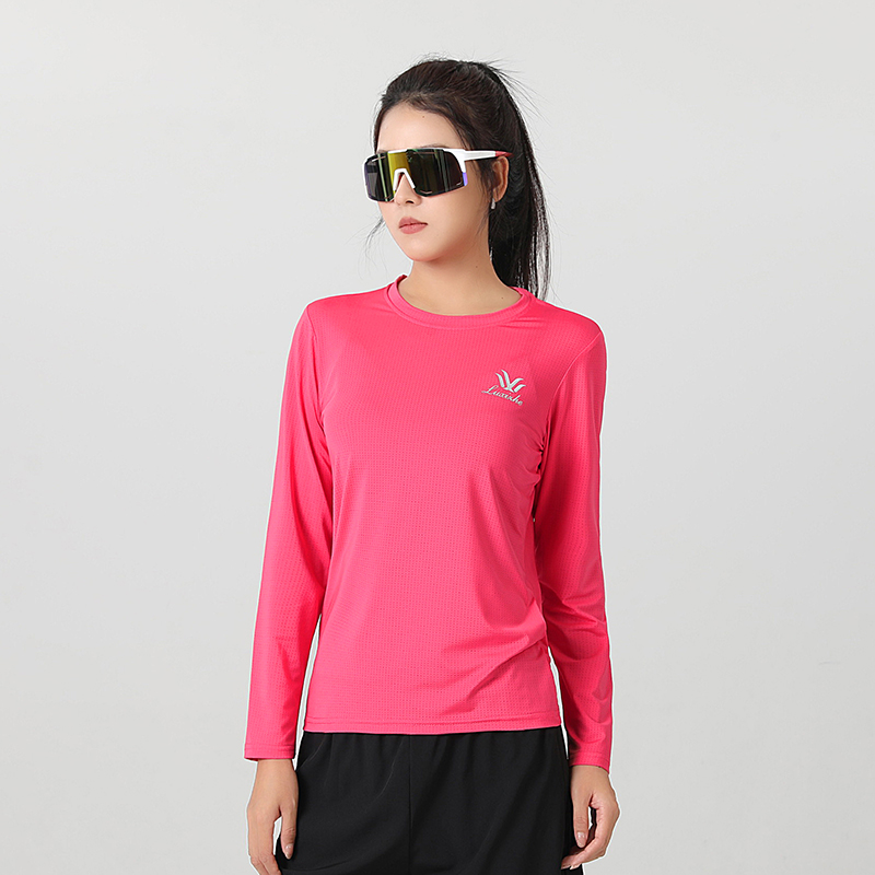 女款户外运动速干衣女长袖薄款透气圆领T恤女夏季排汗透气上衣