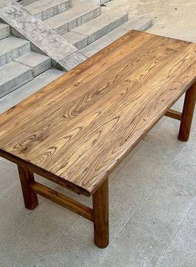 茶书老榆家木桌子原F977S77M木桌桌餐桌复古长桌用阳台吧台桌电脑