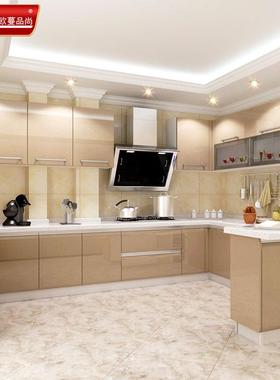 简约污白色铝合金橱柜工柜整体厨CP1473房地防水耐油灶台吊柜全铝