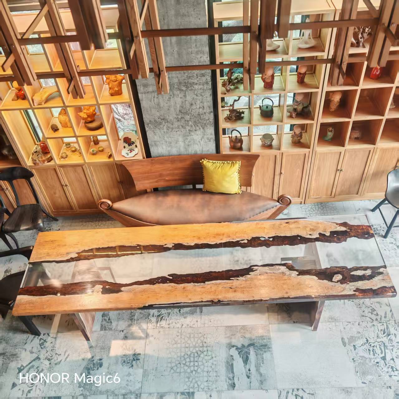 原木树脂茶几桌实木餐桌办公简约客厅艺术画桌创意设计桌面