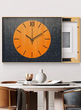 横轻奢电表饰画带钟装表现代简约款弱配电箱开无品牌/关盒推拉免